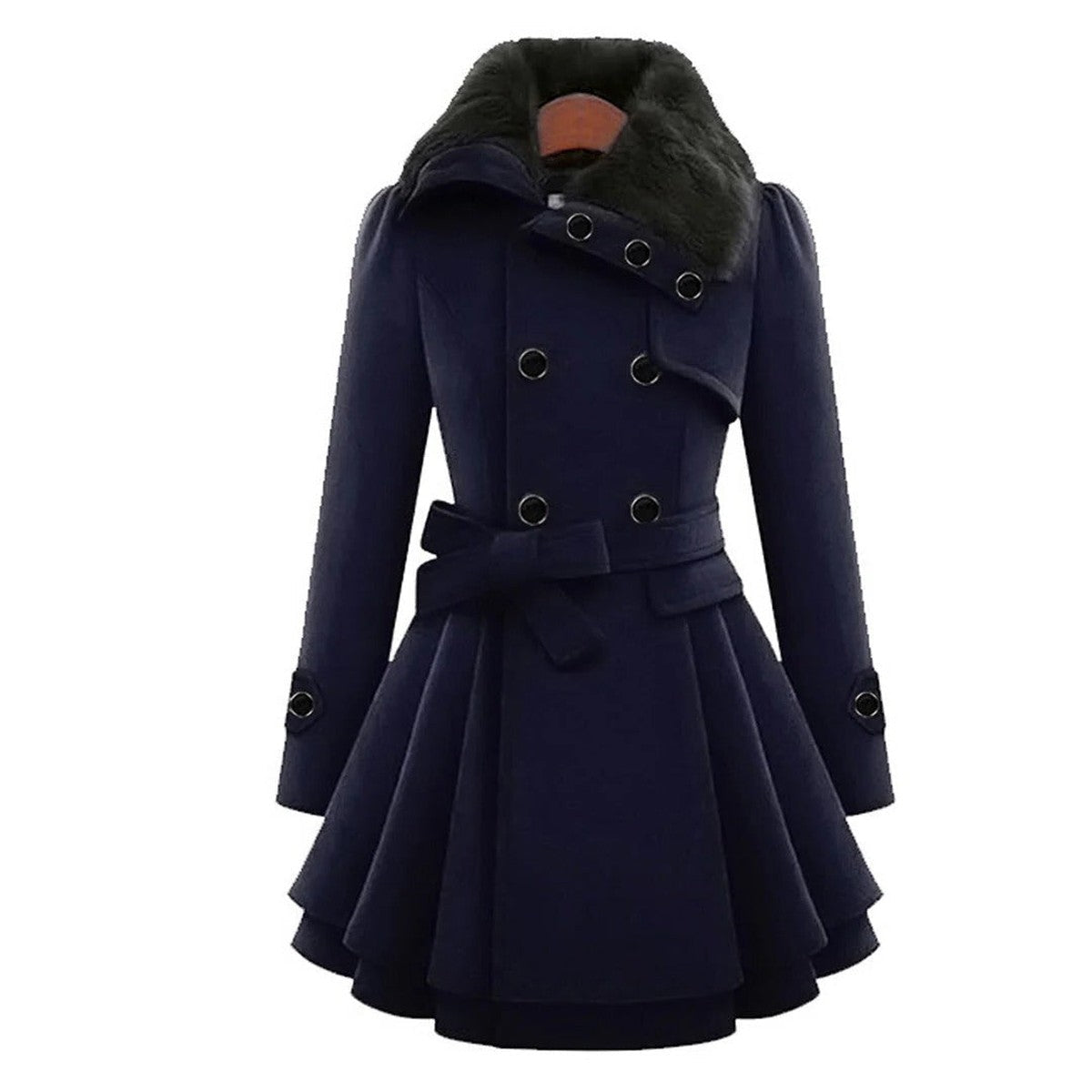 Womens Quilted Parka Puffer Jacket with Faux Fur Trimmed Hood