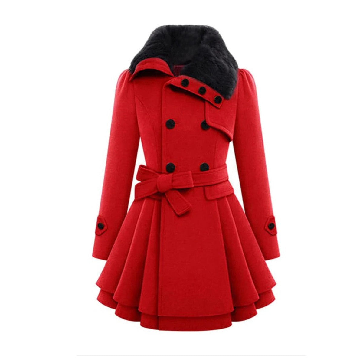 Womens Quilted Parka Puffer Jacket with Faux Fur Trimmed Hood