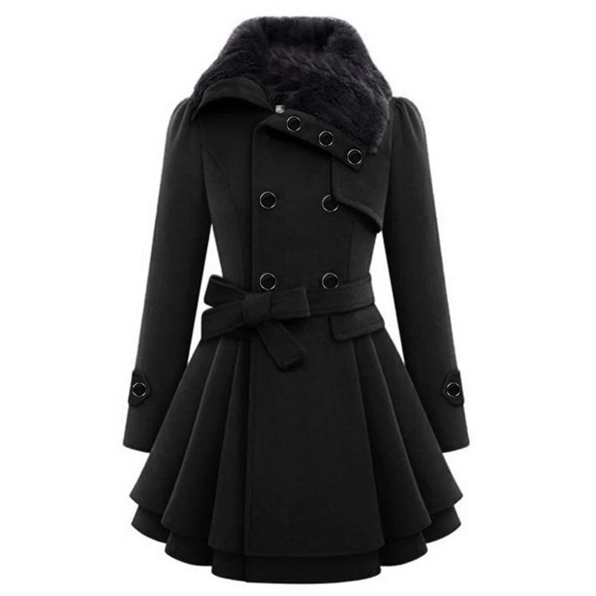 Womens Quilted Parka Puffer Jacket with Faux Fur Trimmed Hood
