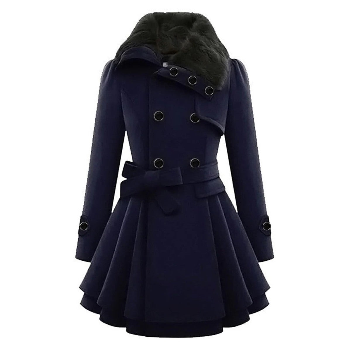 Womens Quilted Parka Puffer Jacket with Faux Fur Trimmed Hood