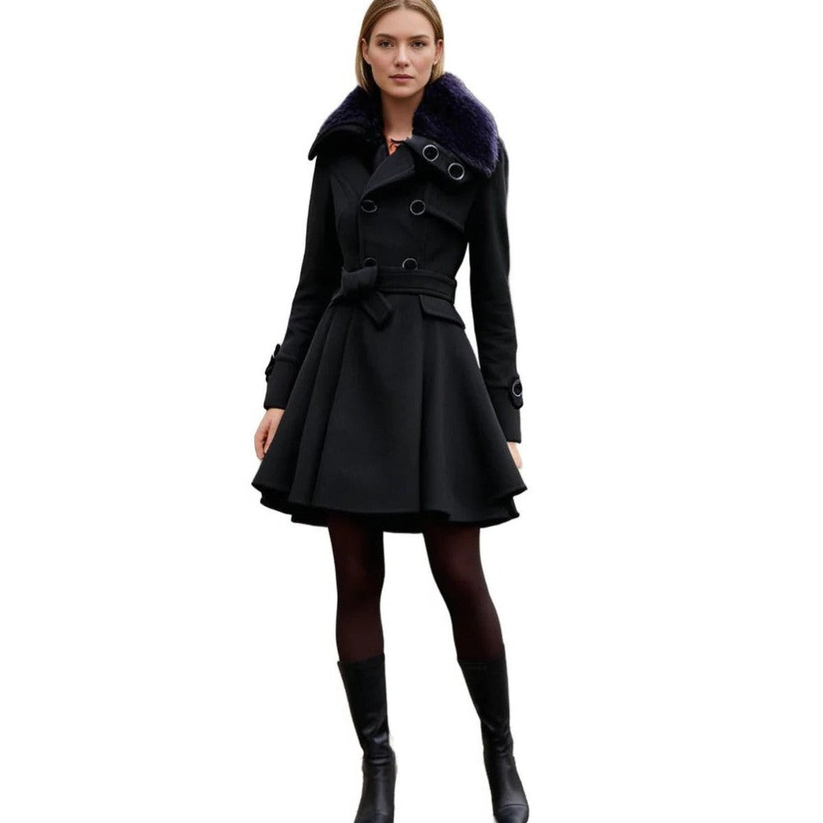 Womens Quilted Parka Puffer Jacket with Faux Fur Trimmed Hood