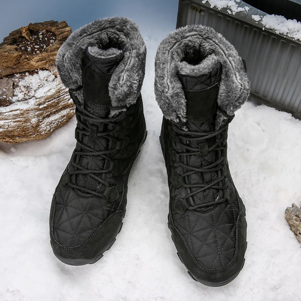 Mens Casual Winter Ankle Boots with Warm Fleece Lining and Non Slip Soles