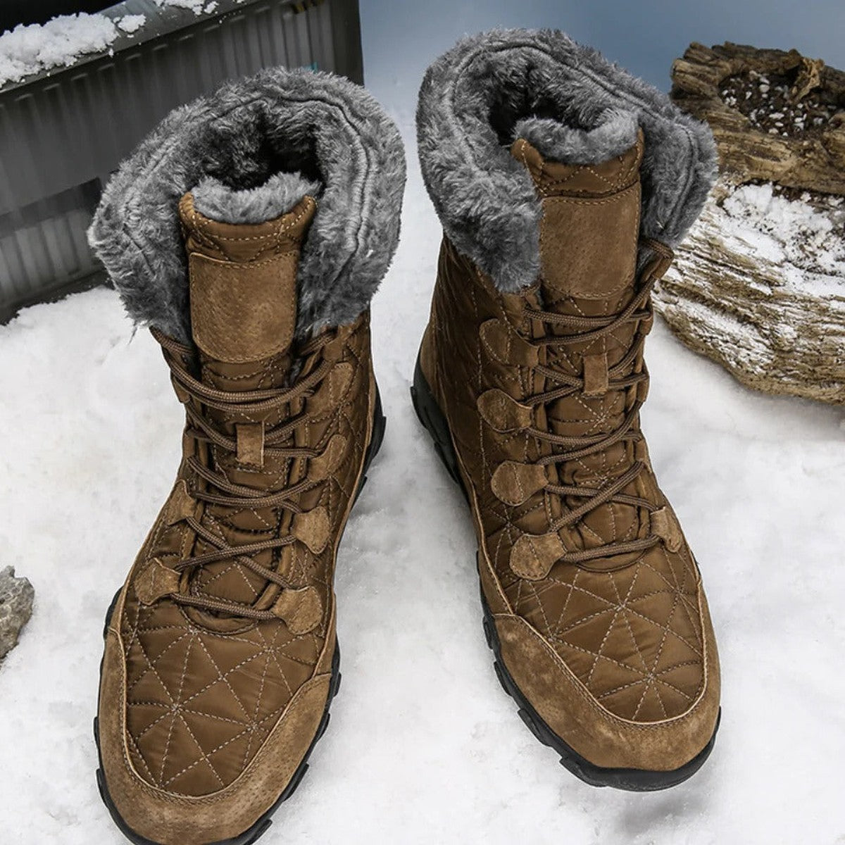 Mens Casual Winter Ankle Boots with Warm Fleece Lining and Non Slip Soles