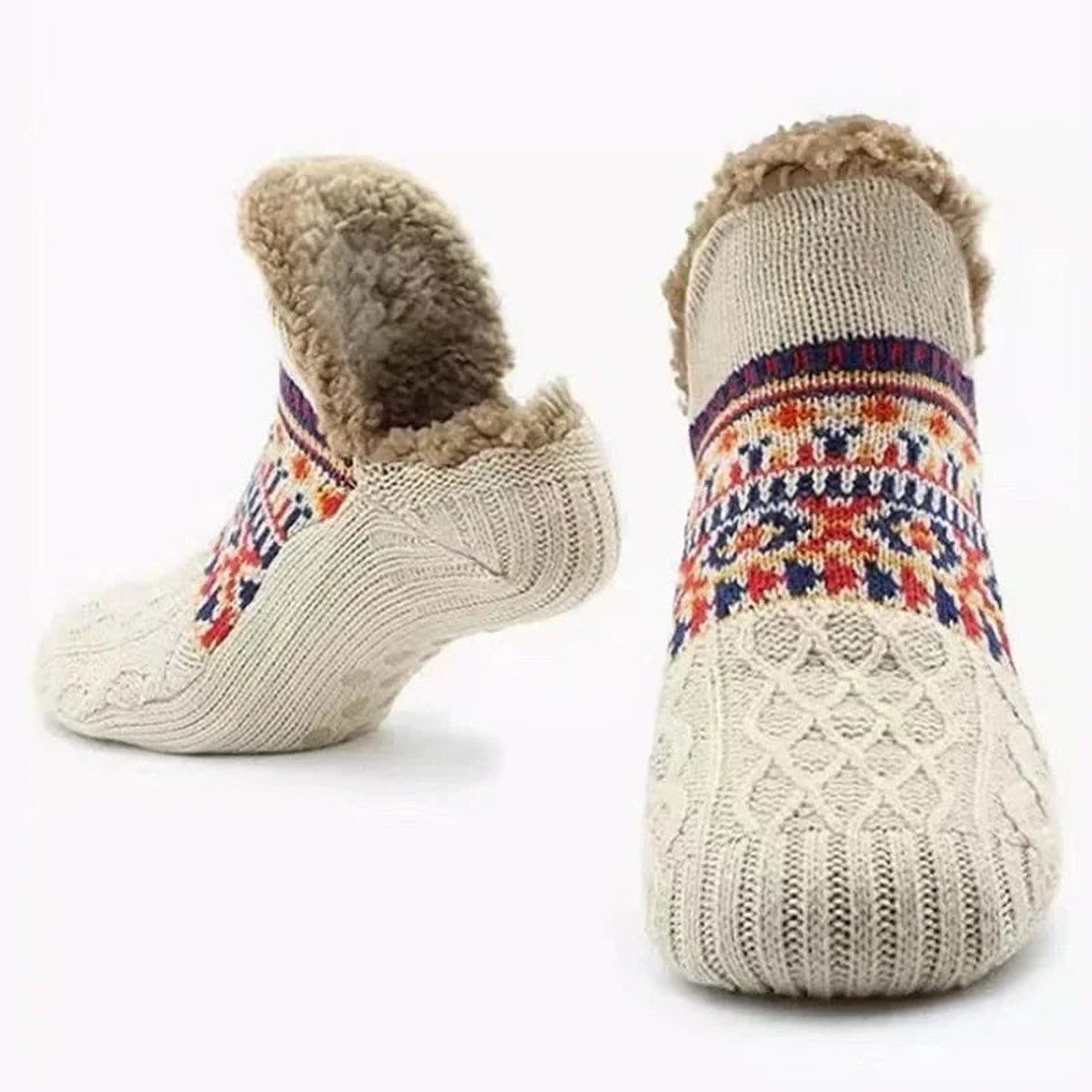 Nordic Snowflake Wool Blend Crew Socks with Cozy Thermal Knit Design