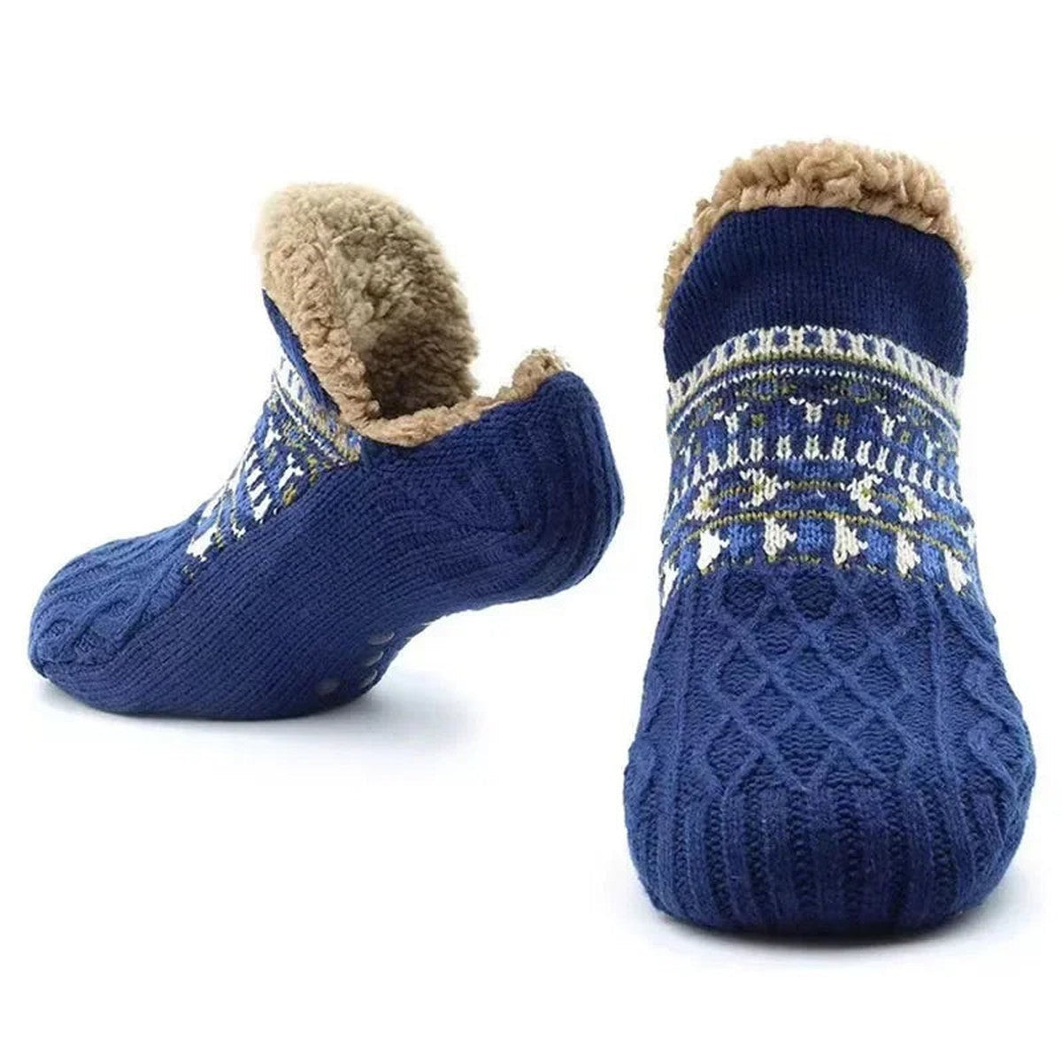 Nordic Snowflake Wool Blend Crew Socks with Cozy Thermal Knit Design