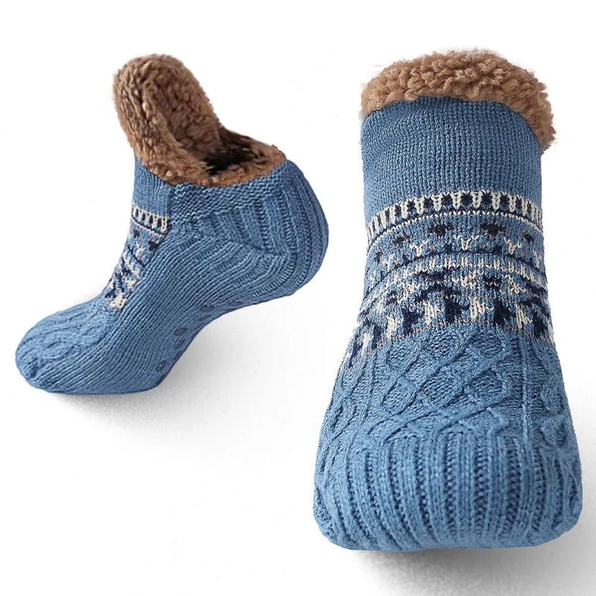 Nordic Snowflake Wool Blend Crew Socks with Cozy Thermal Knit Design