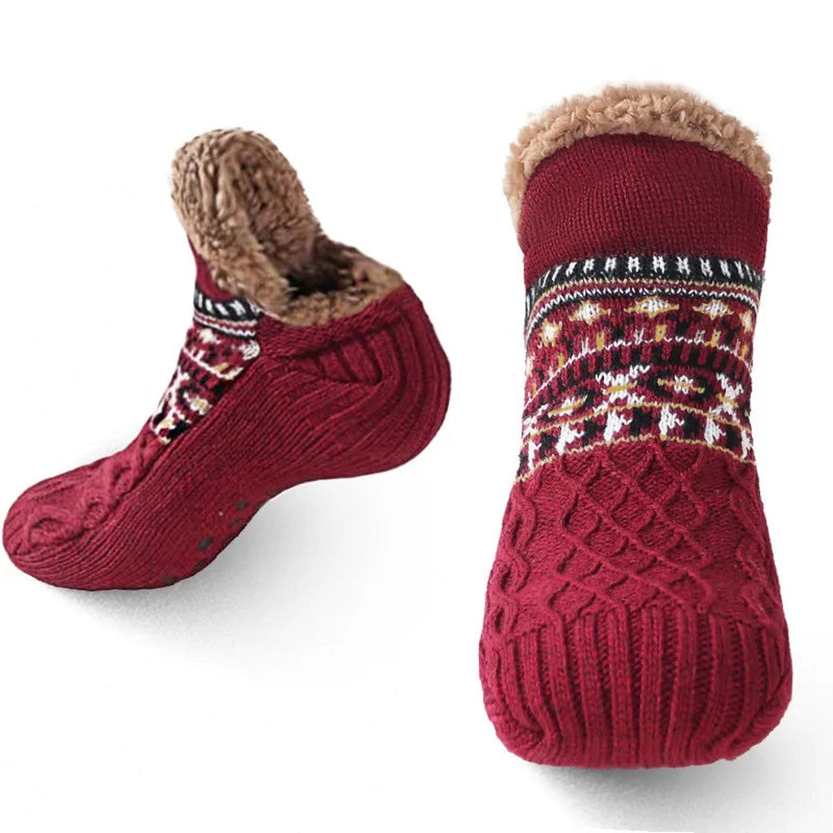 Nordic Snowflake Wool Blend Crew Socks with Cozy Thermal Knit Design