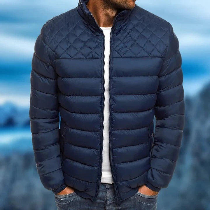 Mens Lightweight Puffer Jacket with Full Zip and Warm Quilted Insulation