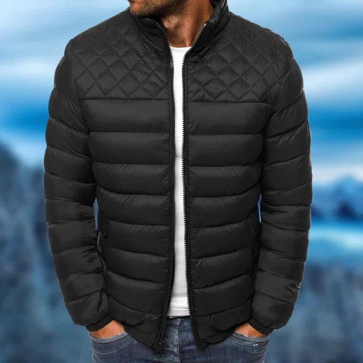 Mens Lightweight Puffer Jacket with Full Zip and Warm Quilted Insulation