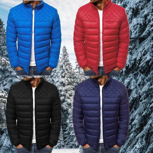 Mens Lightweight Puffer Jacket with Full Zip and Warm Quilted Insulation