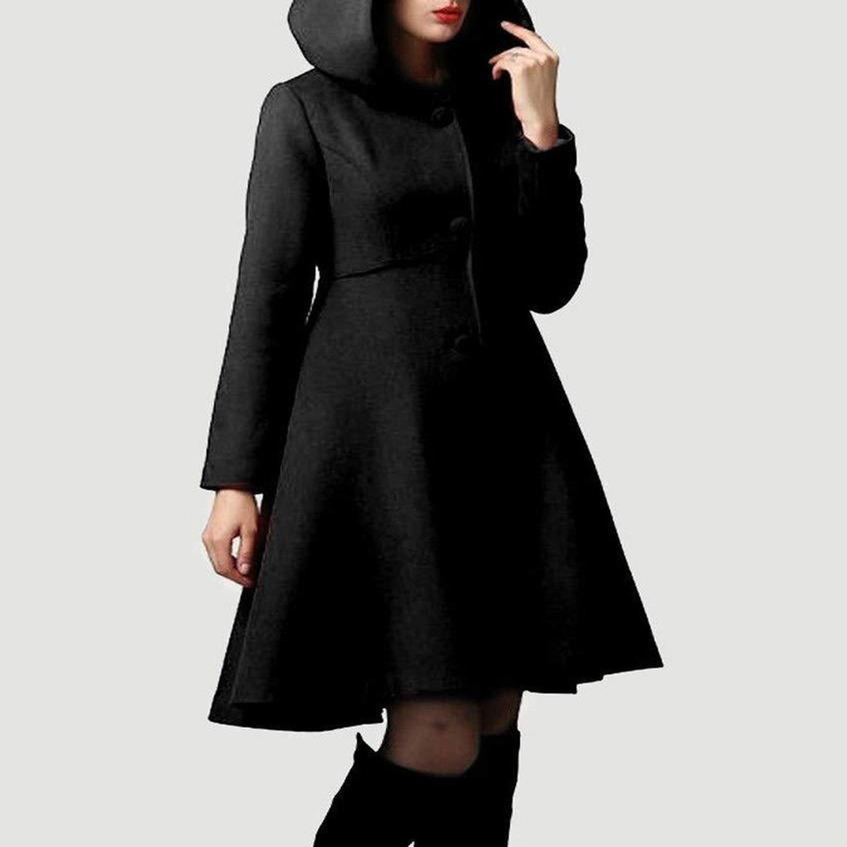 Casual Long Sleeve Winter Overcoat with Single Breasted Button Closure