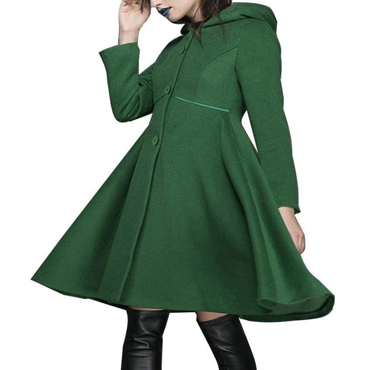 Casual Long Sleeve Winter Overcoat with Single Breasted Button Closure