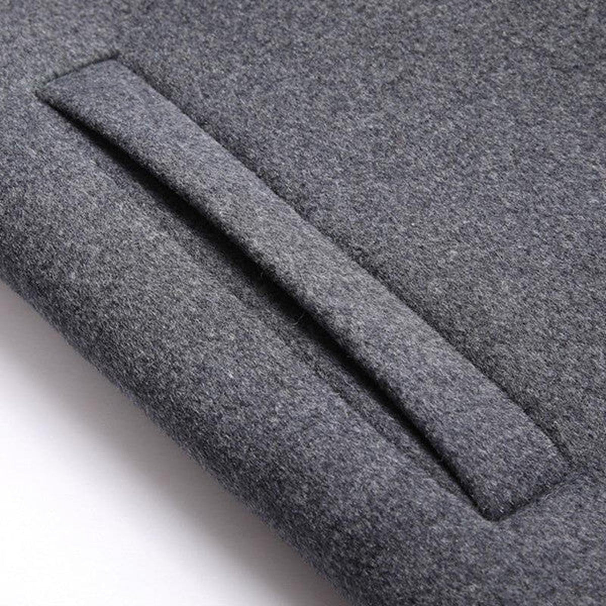Men Wool Blend Trench Coat with Detachable Hood and Button Closure