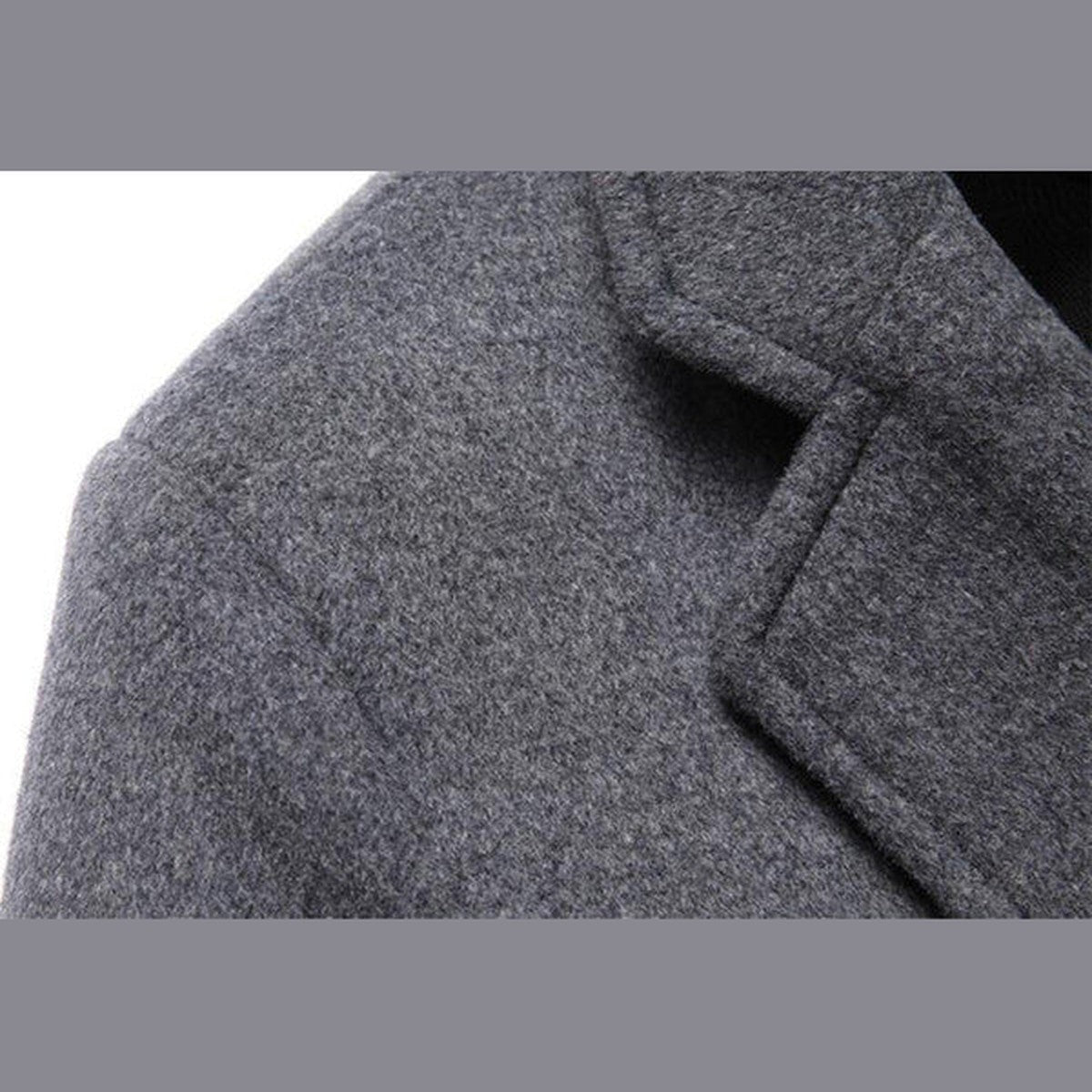 Men Wool Blend Trench Coat with Detachable Hood and Button Closure
