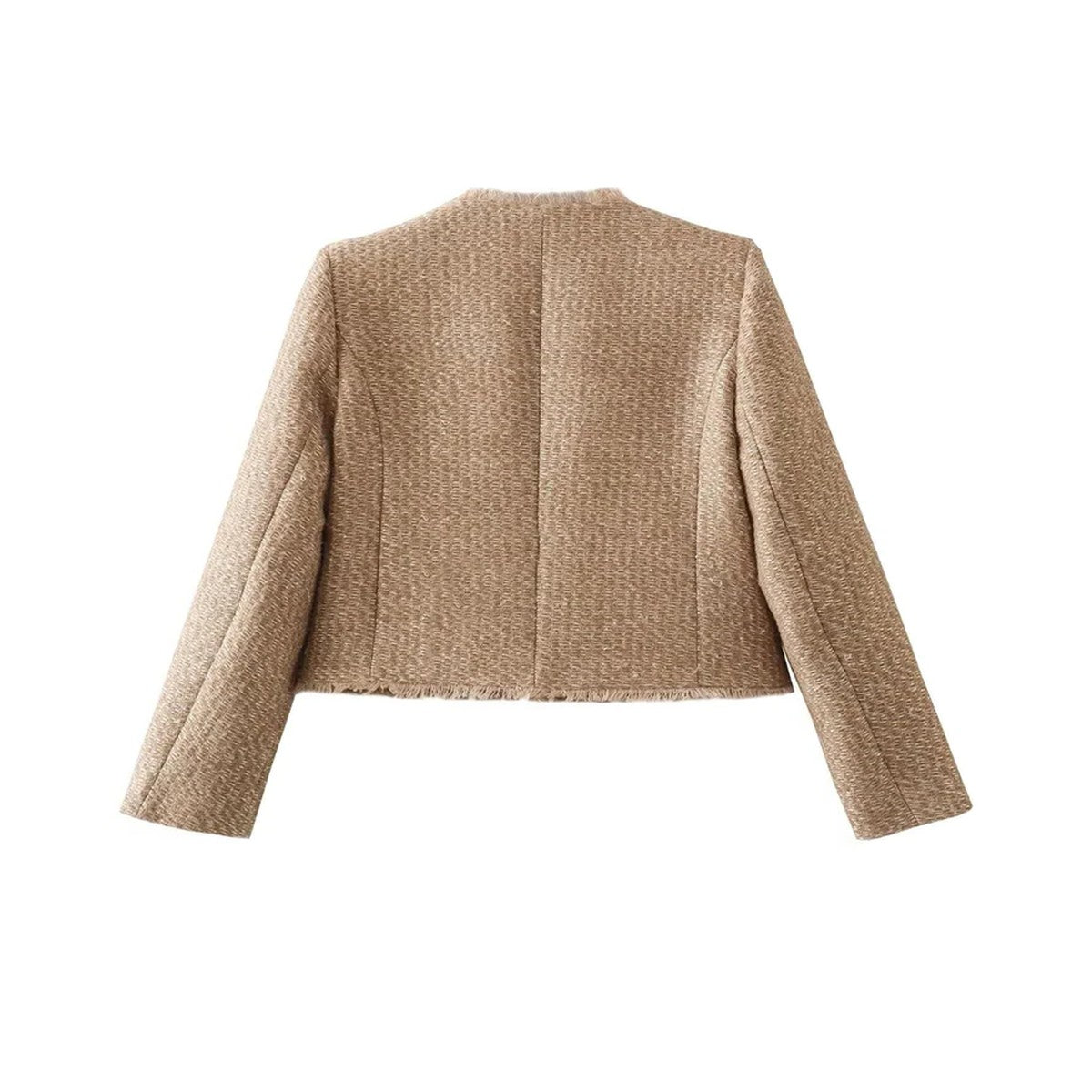 Short Sleeve Blazer Jacket with Gold Tone Decorative Buttons