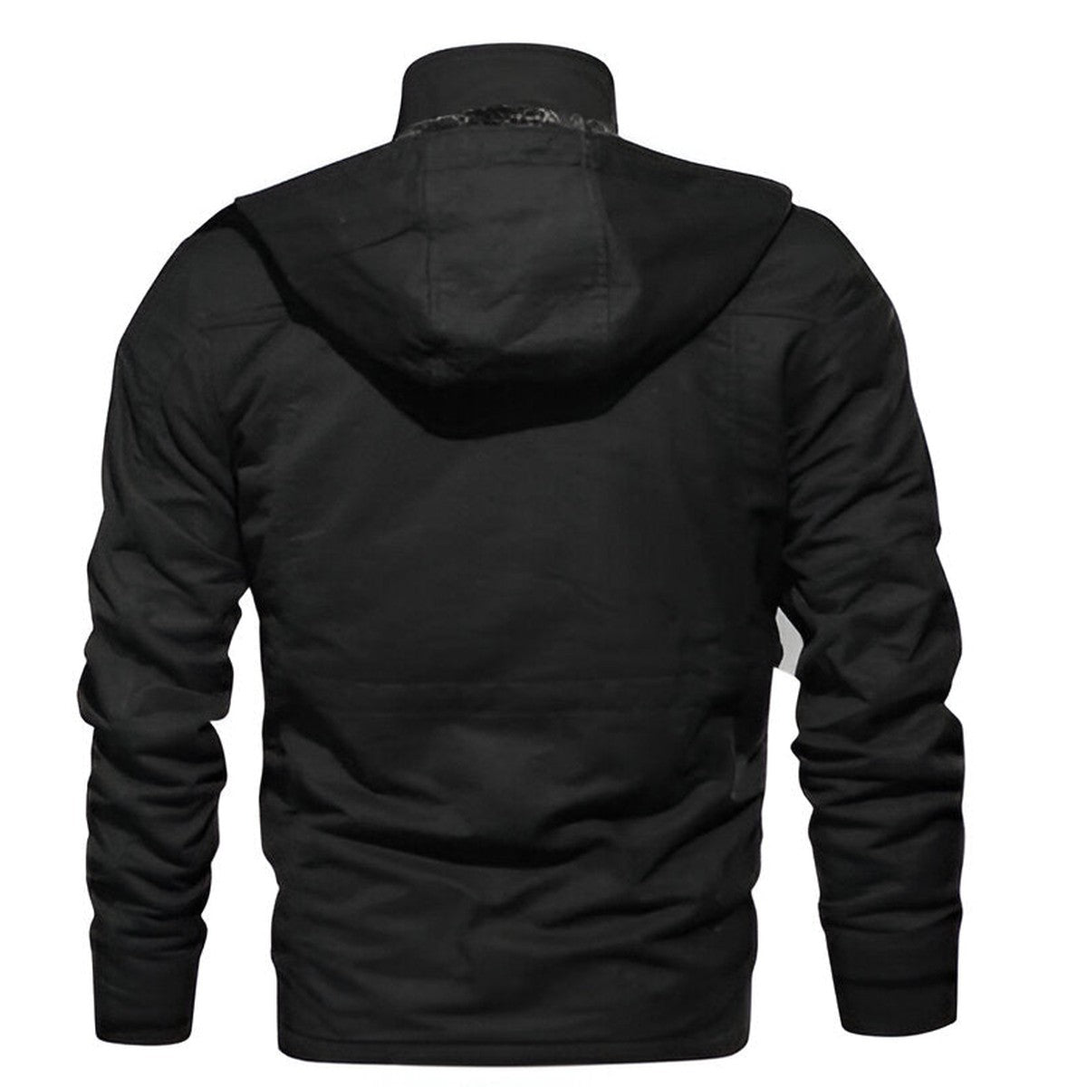 Men Tactical Fleece Hooded Jacket with Zipper Pockets for Winter Outdoor Warmth