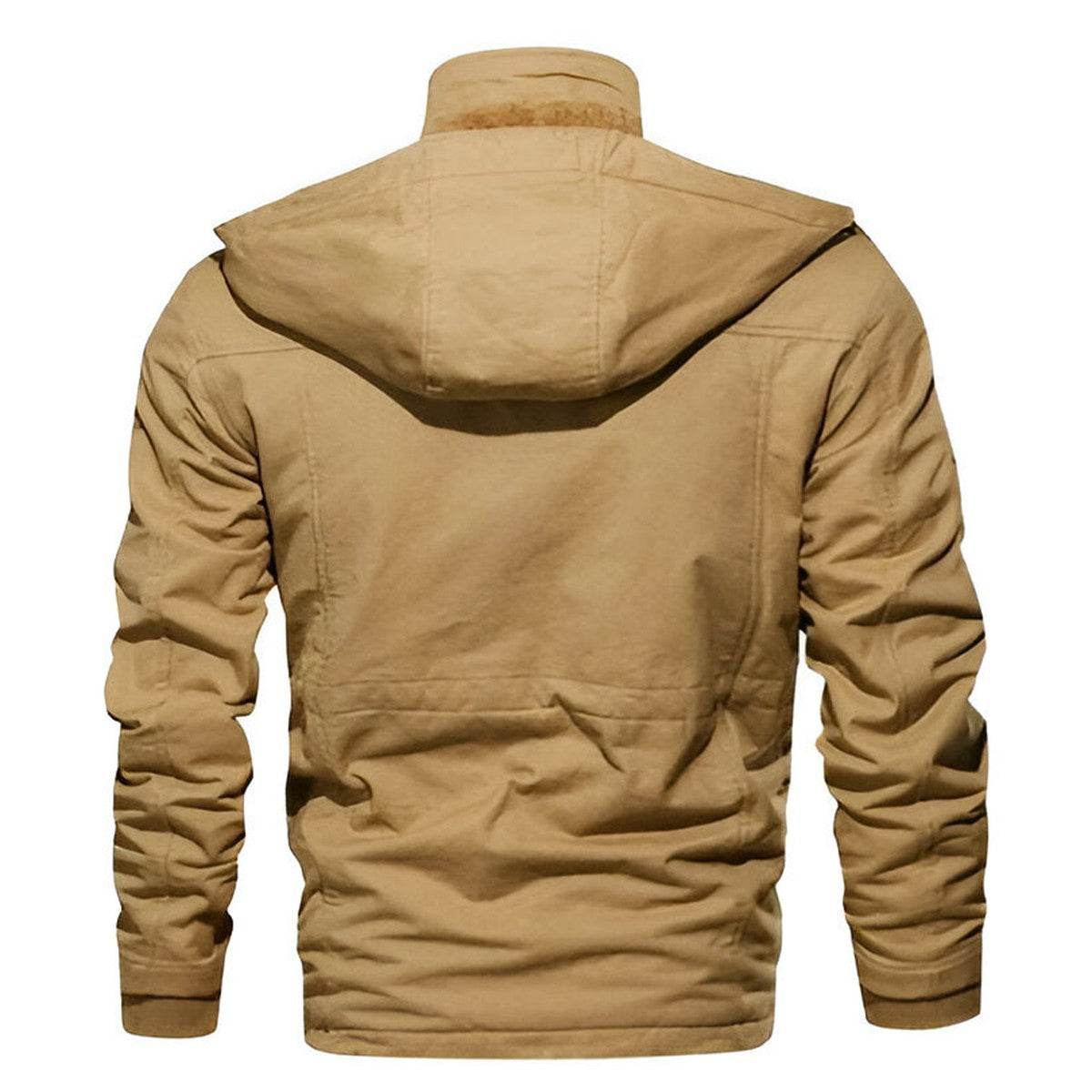 Men Tactical Fleece Hooded Jacket with Zipper Pockets for Winter Outdoor Warmth