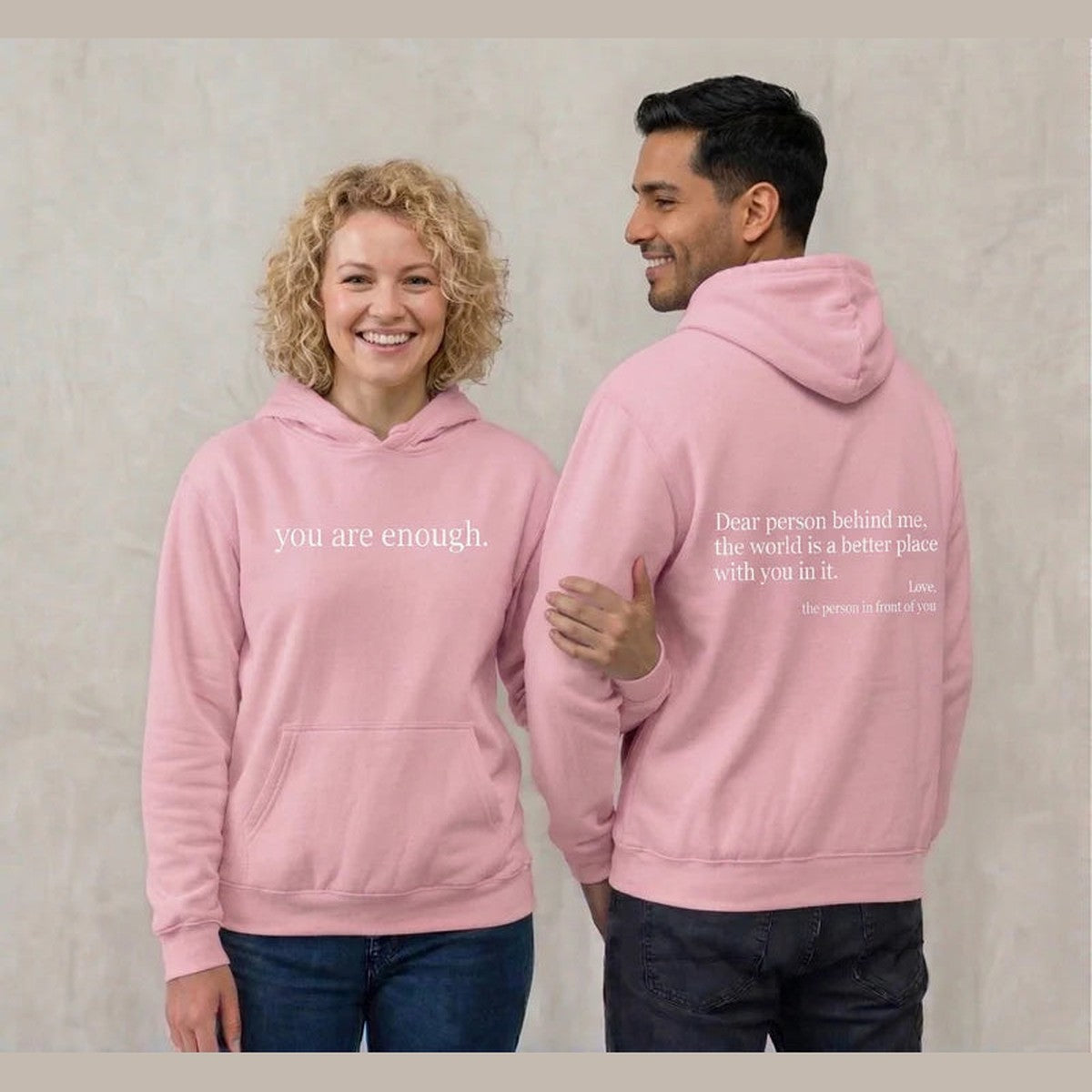Unisex Text Print Pullover Hoodie with Kangaroo Pocket
