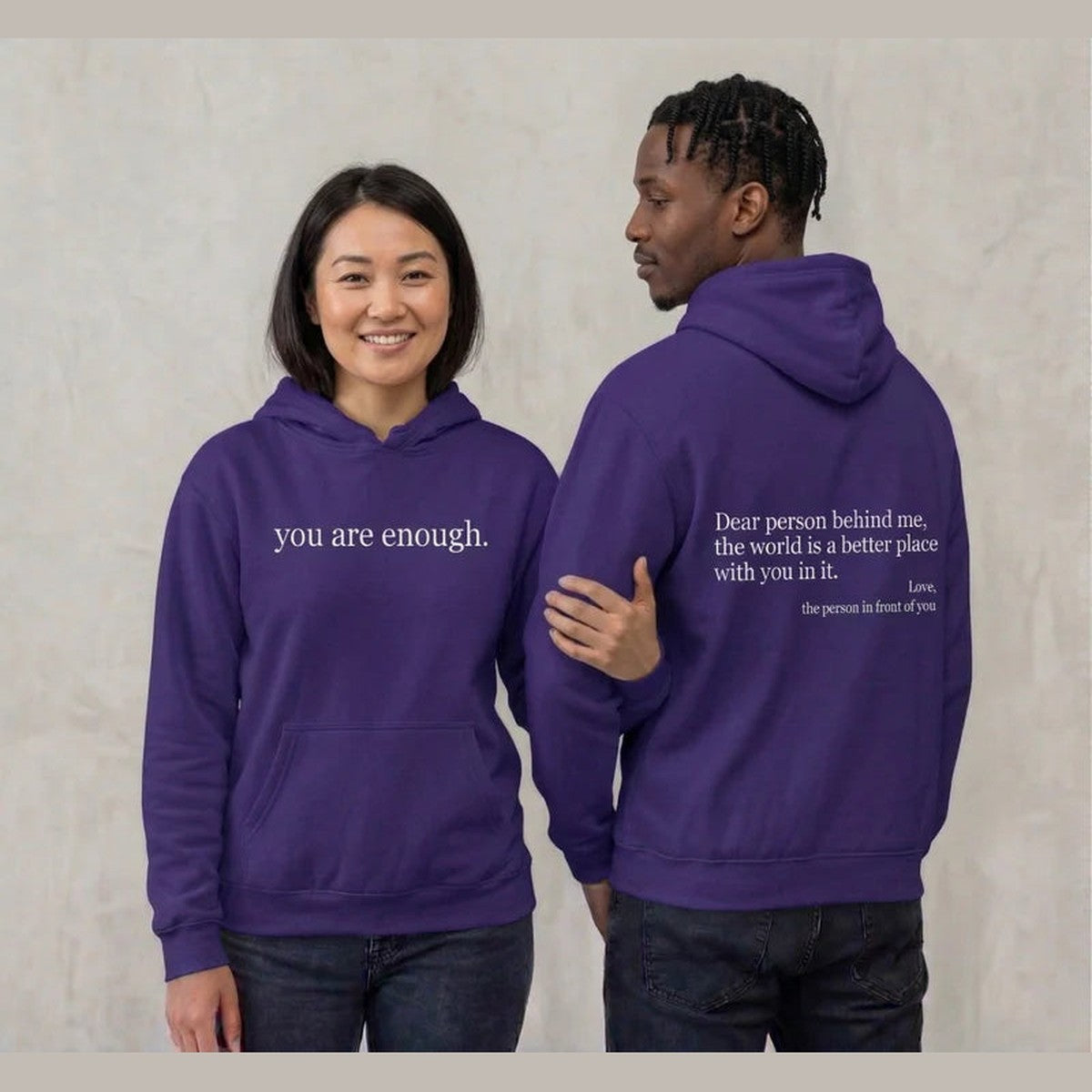 Unisex Text Print Pullover Hoodie with Kangaroo Pocket