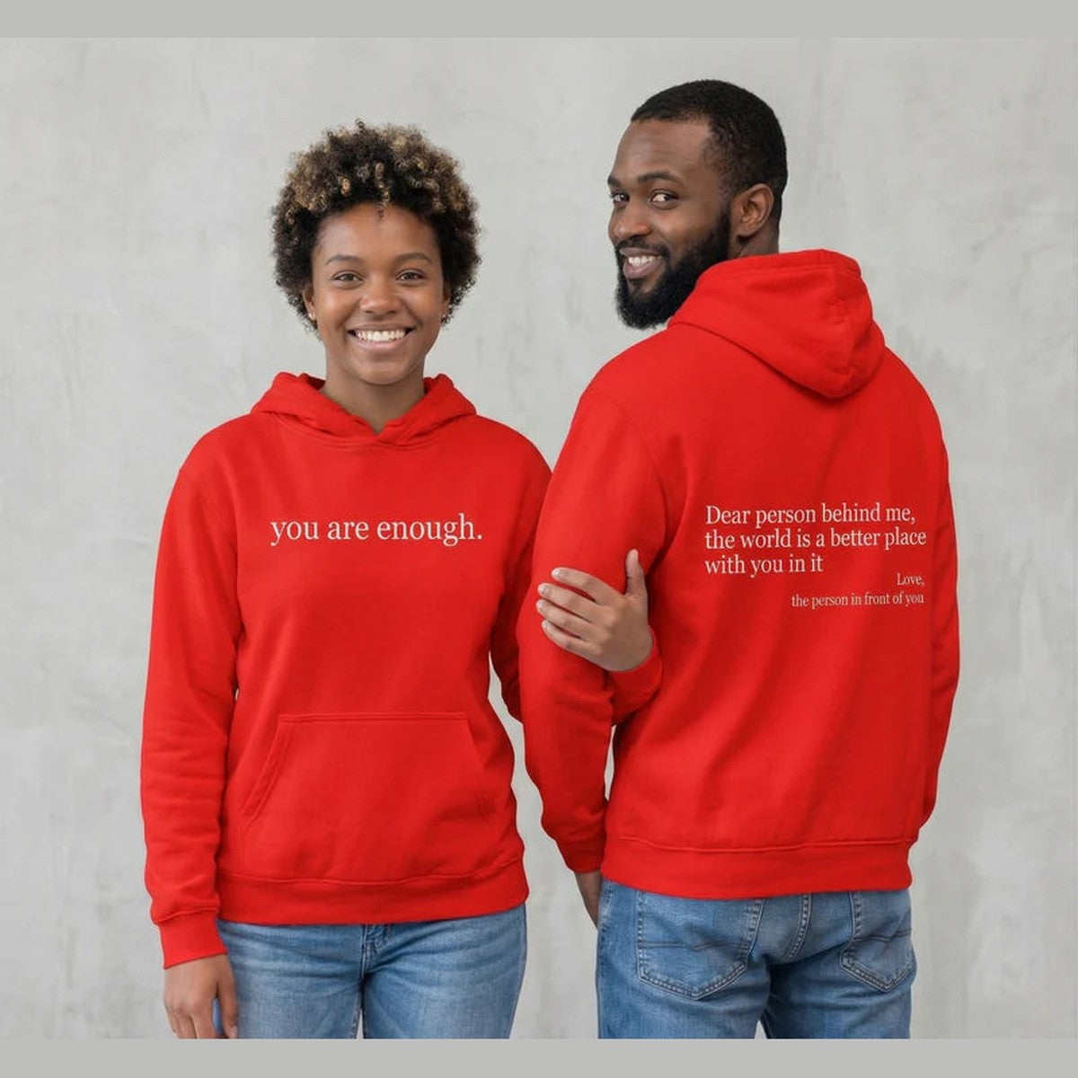 Unisex Text Print Pullover Hoodie with Kangaroo Pocket