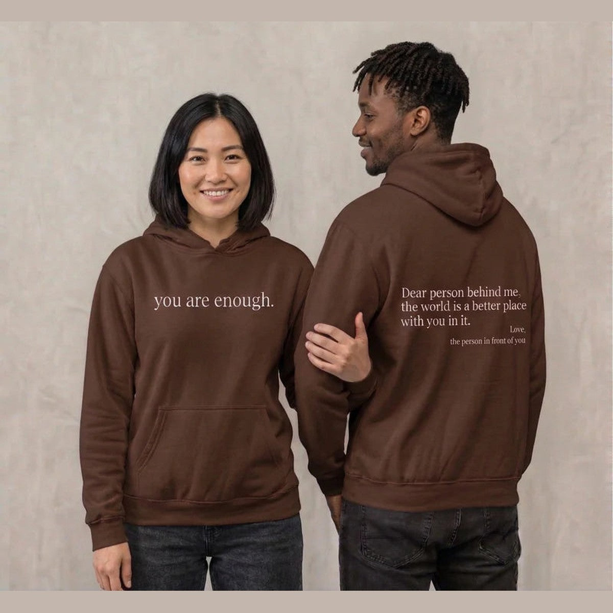 Unisex Text Print Pullover Hoodie with Kangaroo Pocket