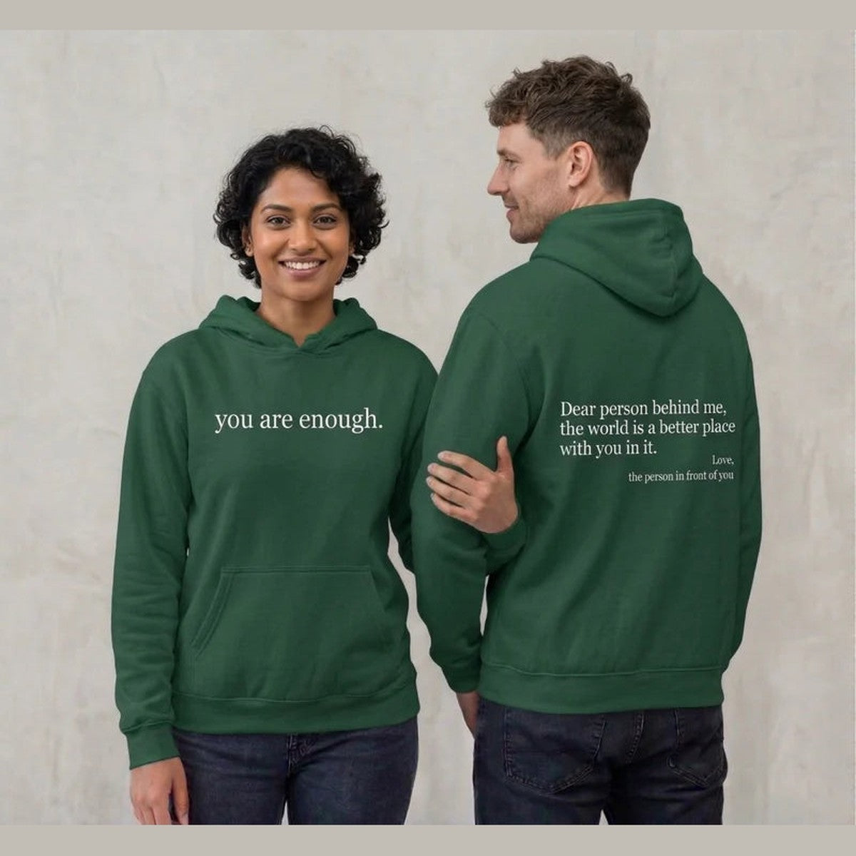 Unisex Text Print Pullover Hoodie with Kangaroo Pocket