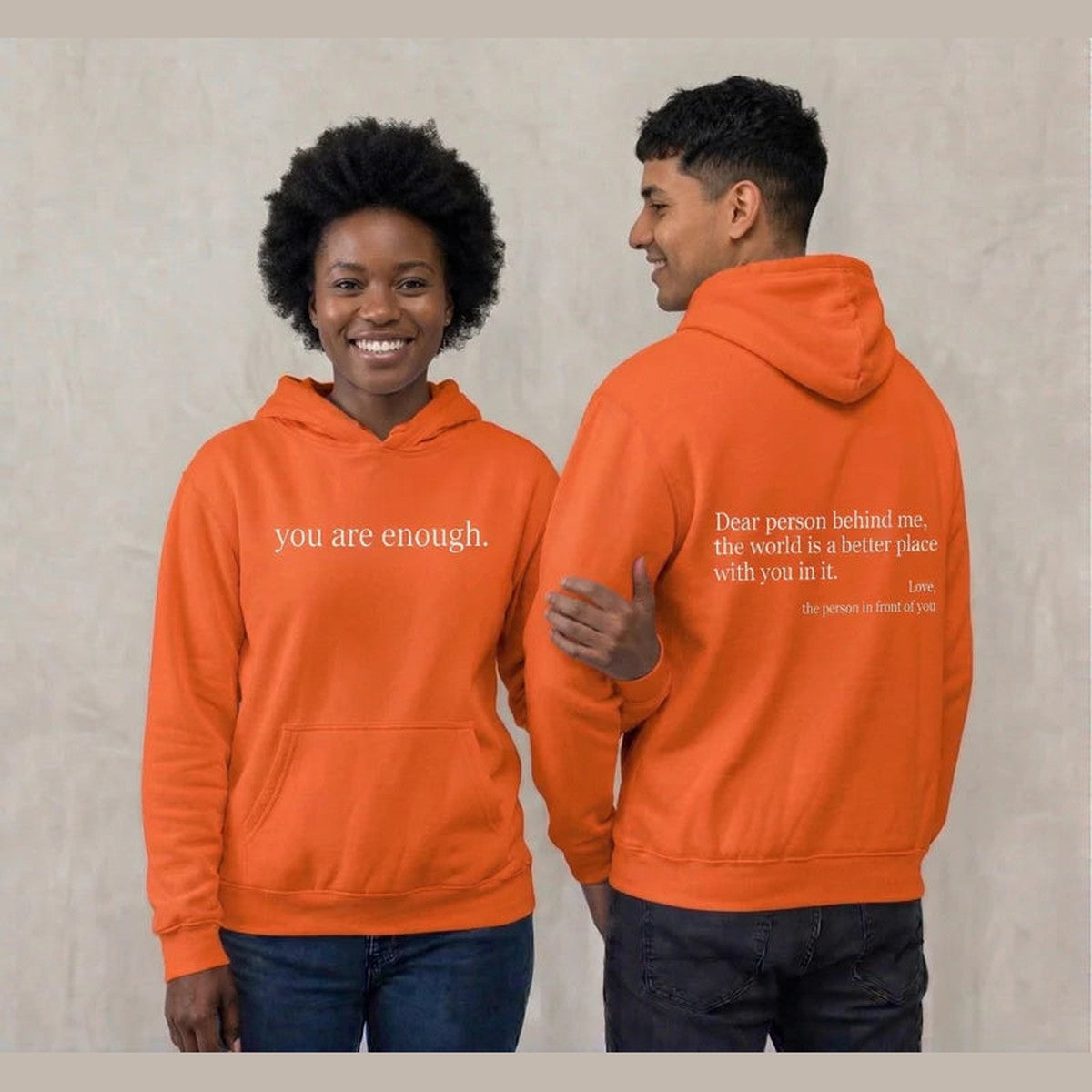 Unisex Text Print Pullover Hoodie with Kangaroo Pocket