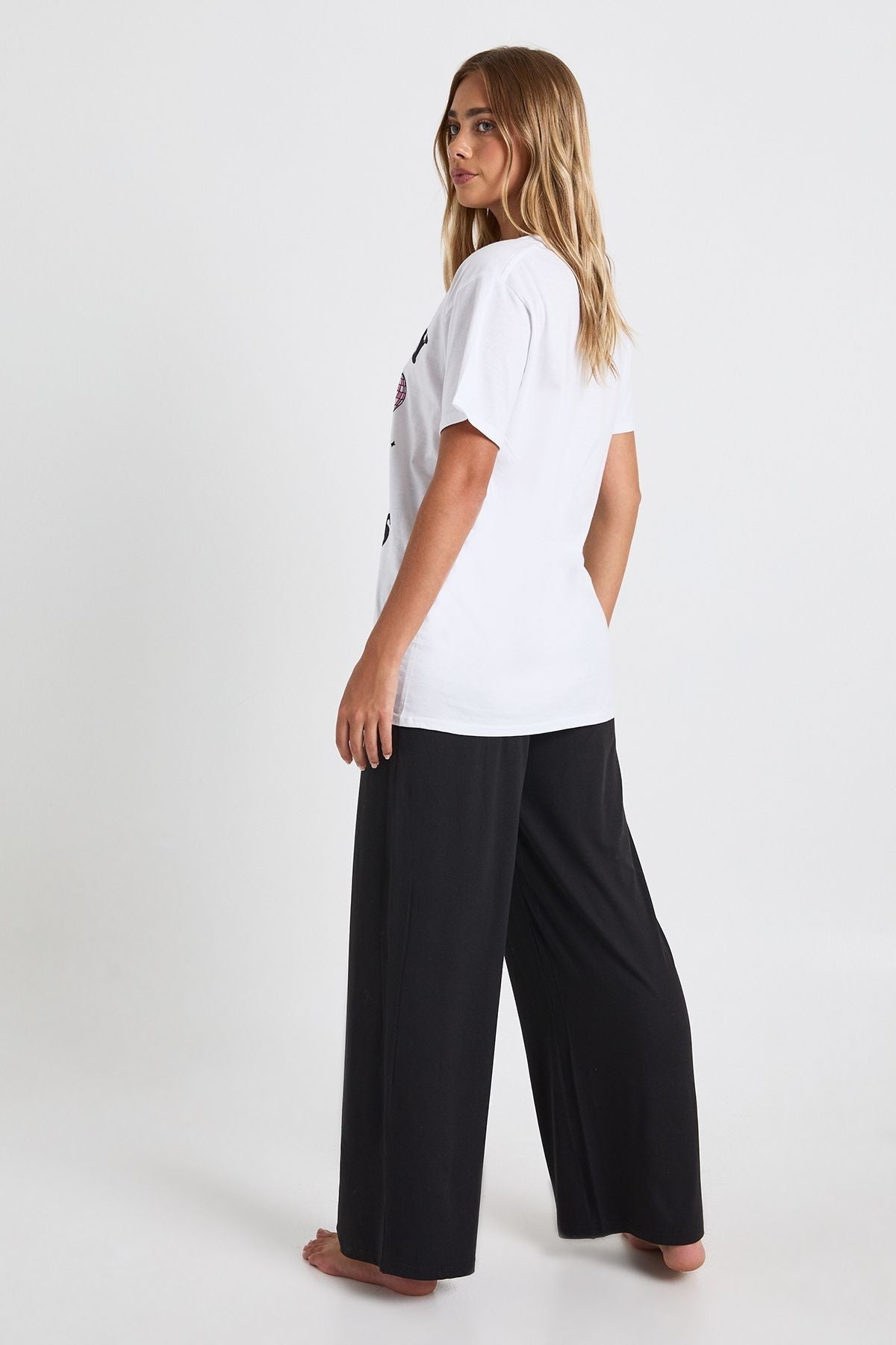 Cowboy Ghost Pajama Set with Oversized Tee and Wide Leg Trousers