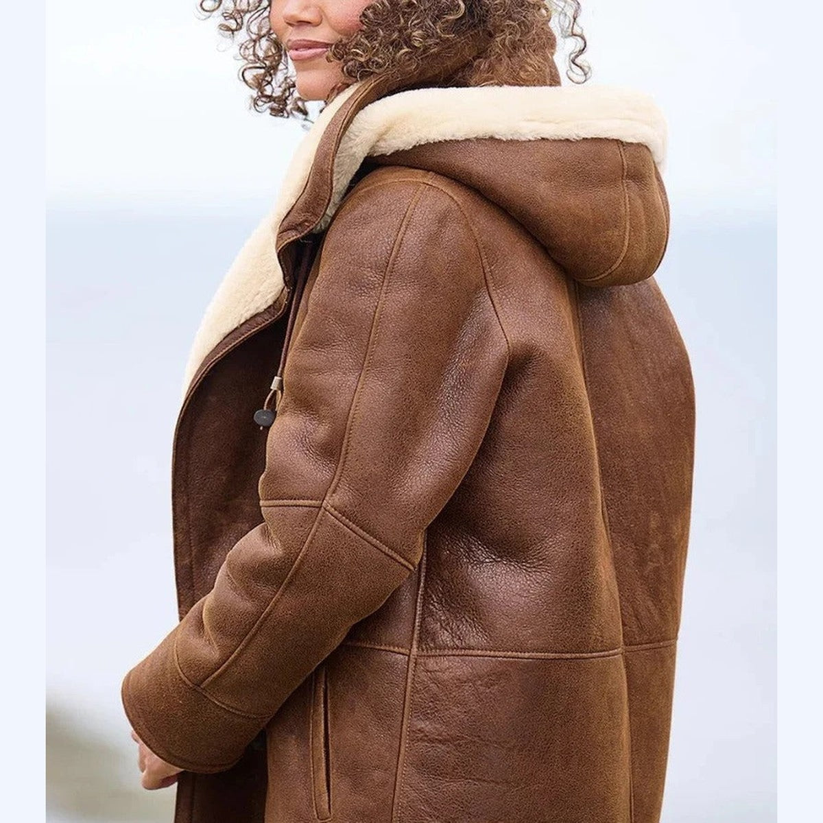 Quilted Puffer Winter Coat with Attached Hood and Button Snap Closures