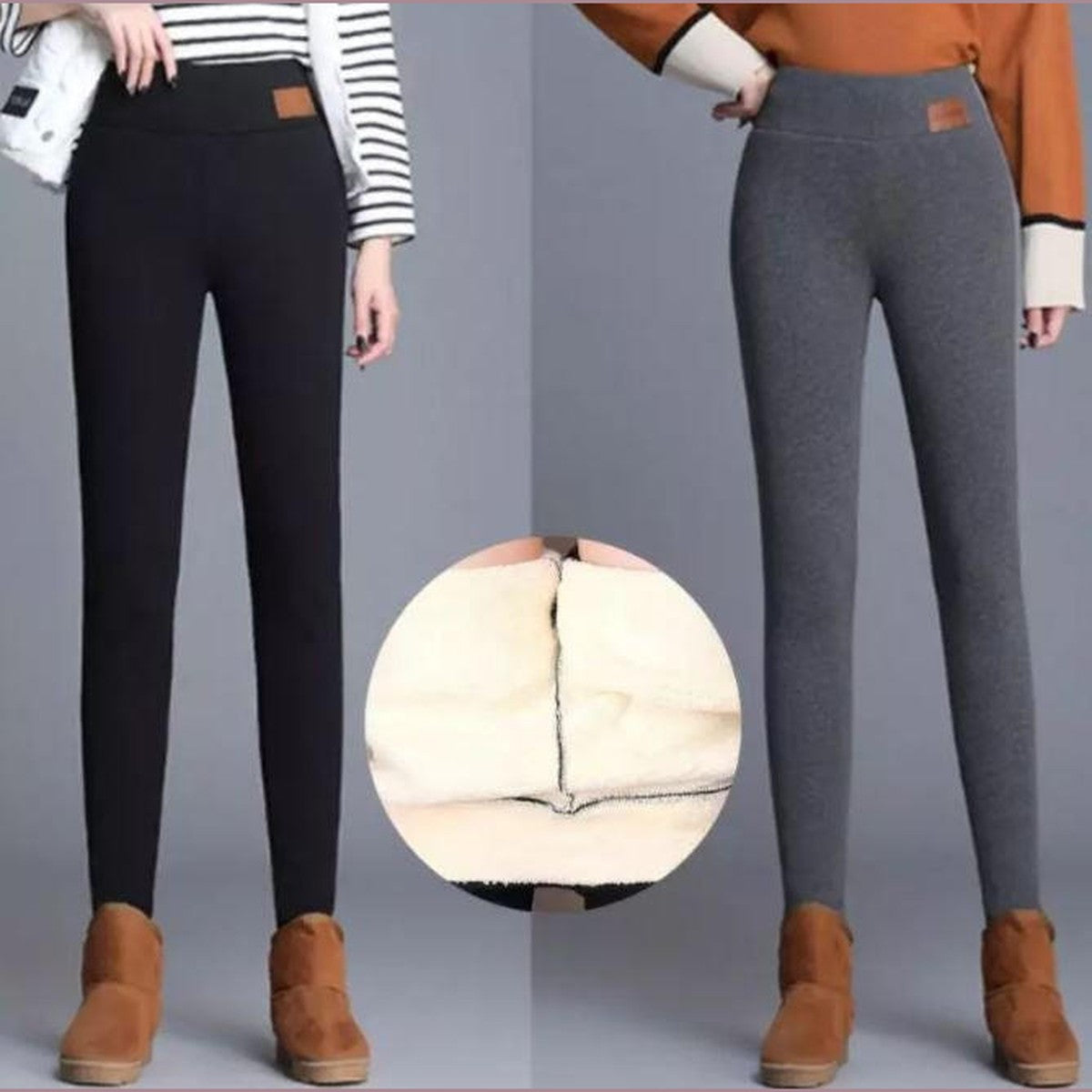 High Waisted Thermal Tights with Thick Fleece Lining for Cold Weather