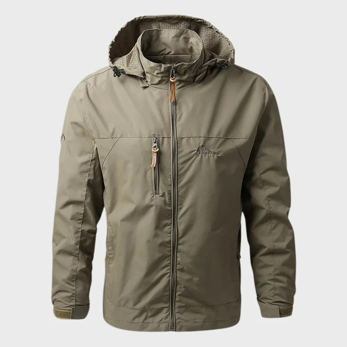 Men Outdoor Waterproof Windbreaker Jacket with Detachable Hood and Zipper Pockets