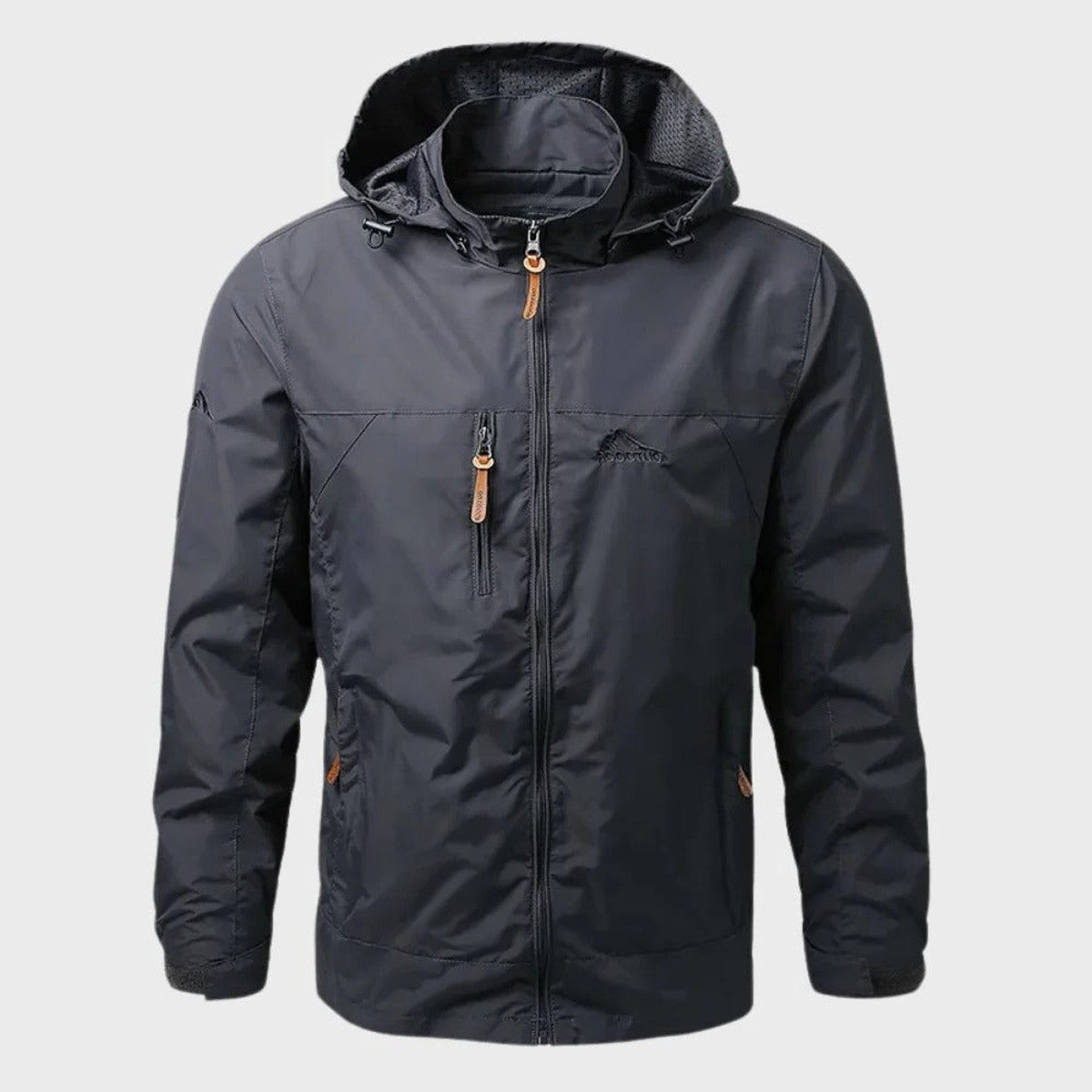 Men Outdoor Waterproof Windbreaker Jacket with Detachable Hood and Zipper Pockets