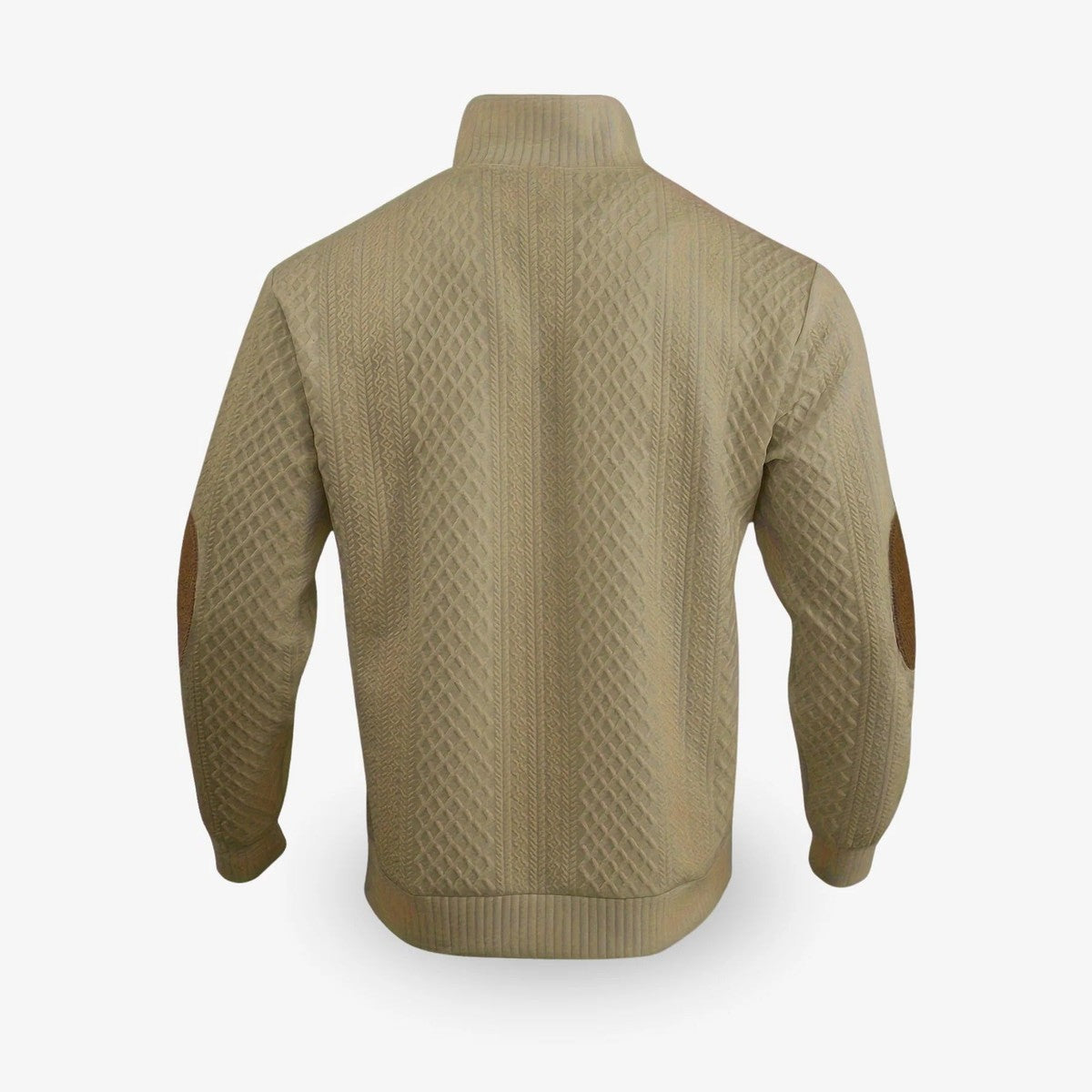 Mens Long Sleeve Knit Pullover with Quarter Zip Polo Collar
