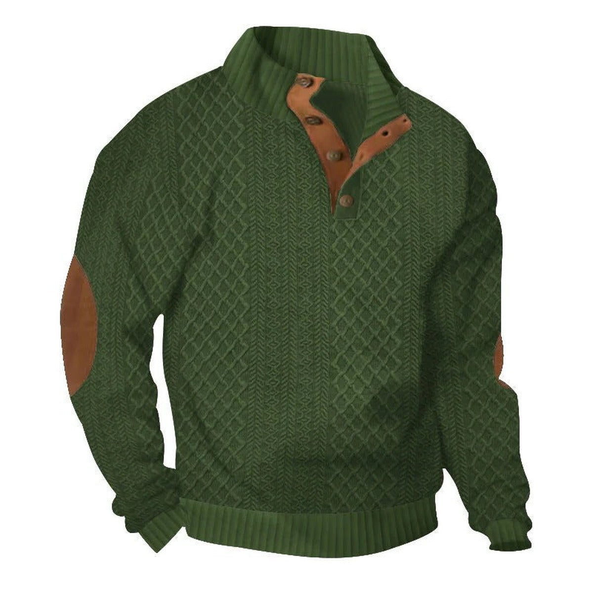 Mens Long Sleeve Knit Pullover with Quarter Zip Polo Collar