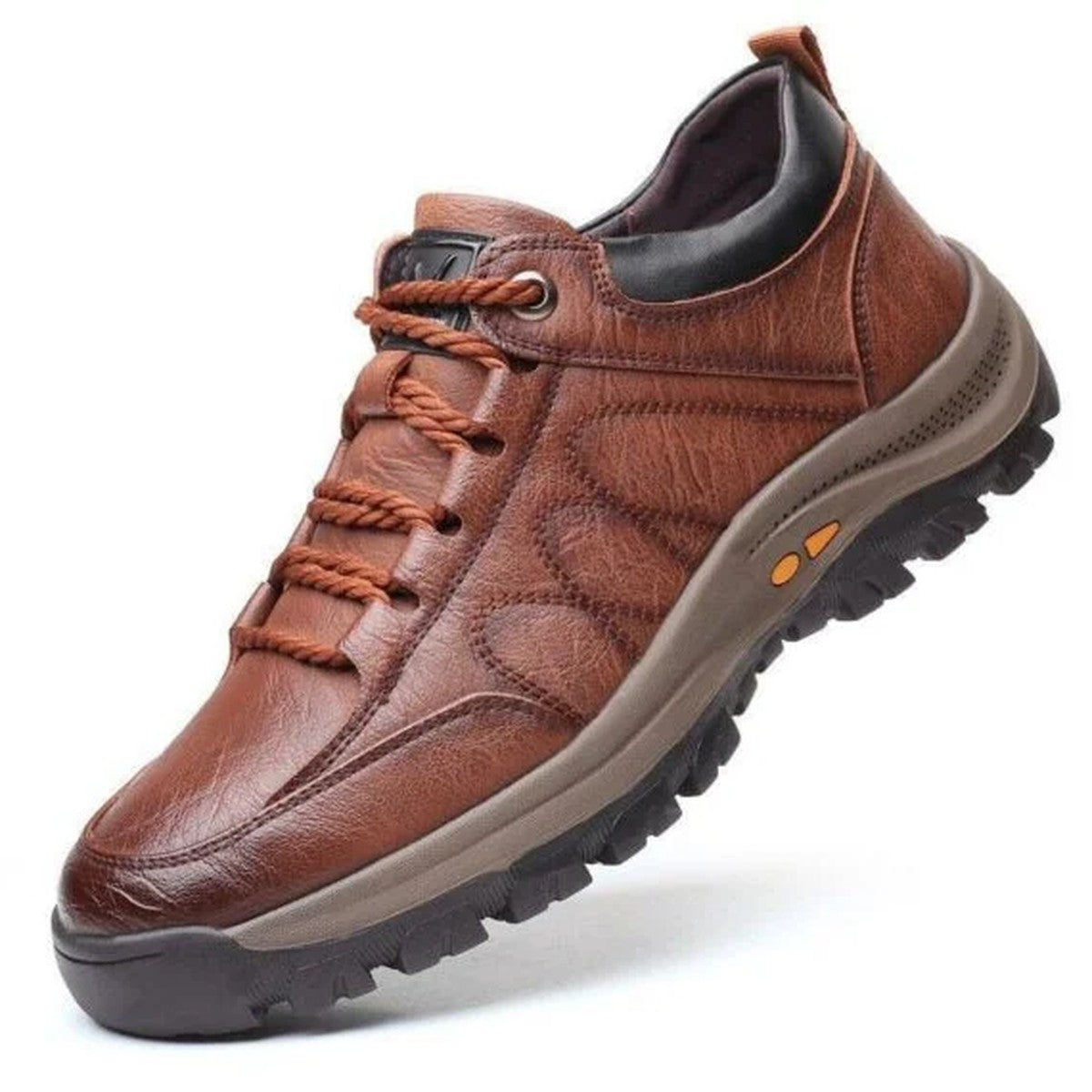 Men Leather Walking Loafers with Cushioned Arch Support and Non Slip Rubber Soles