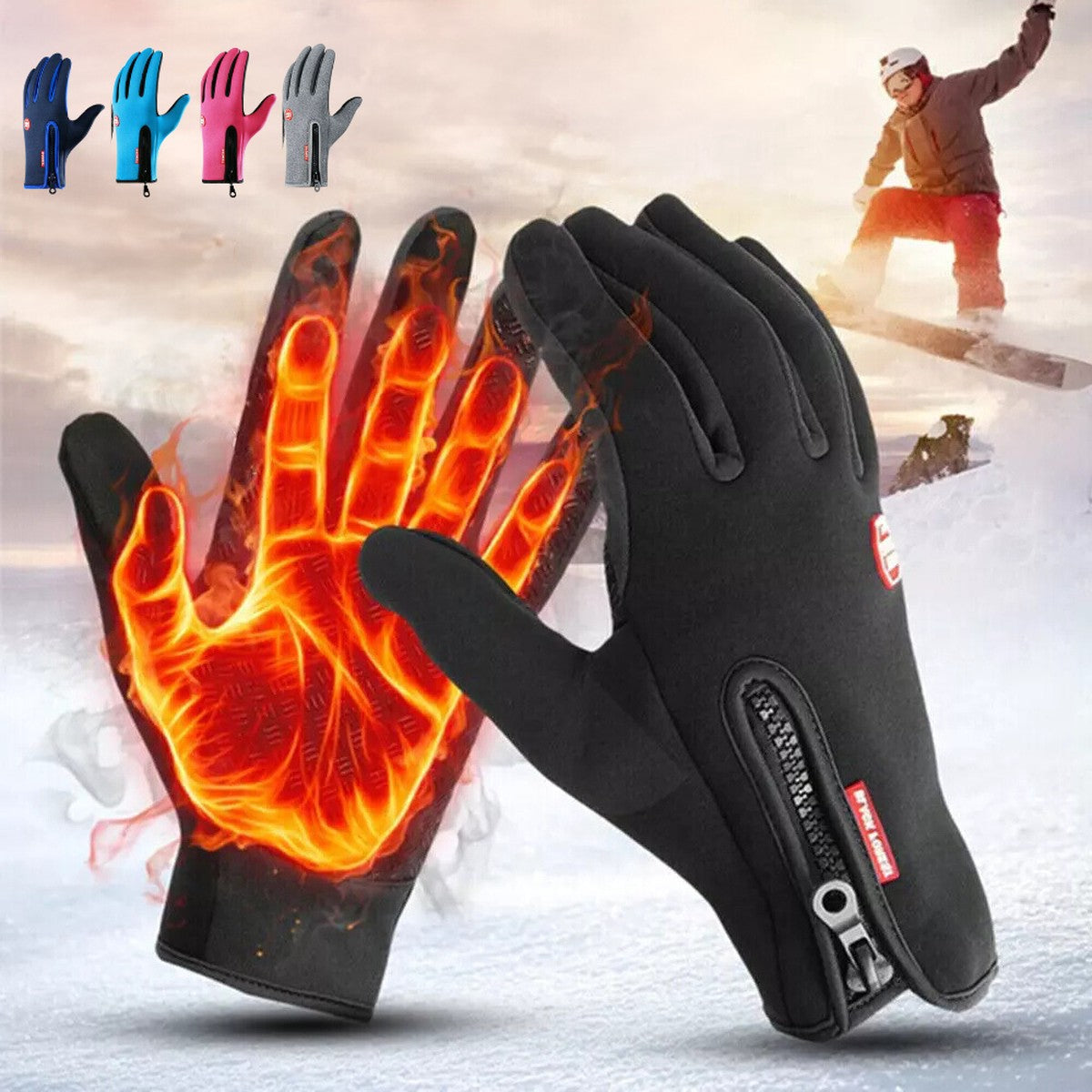 Thermal Touchscreen Sports Gloves with Windproof Fleece Lining and Anti Slip Grip