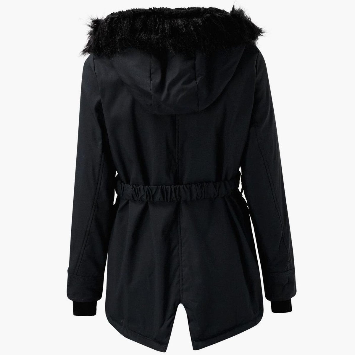 Women Warm Fleece Lined Winter Parka Jacket with Faux Fur Trimmed Hood
