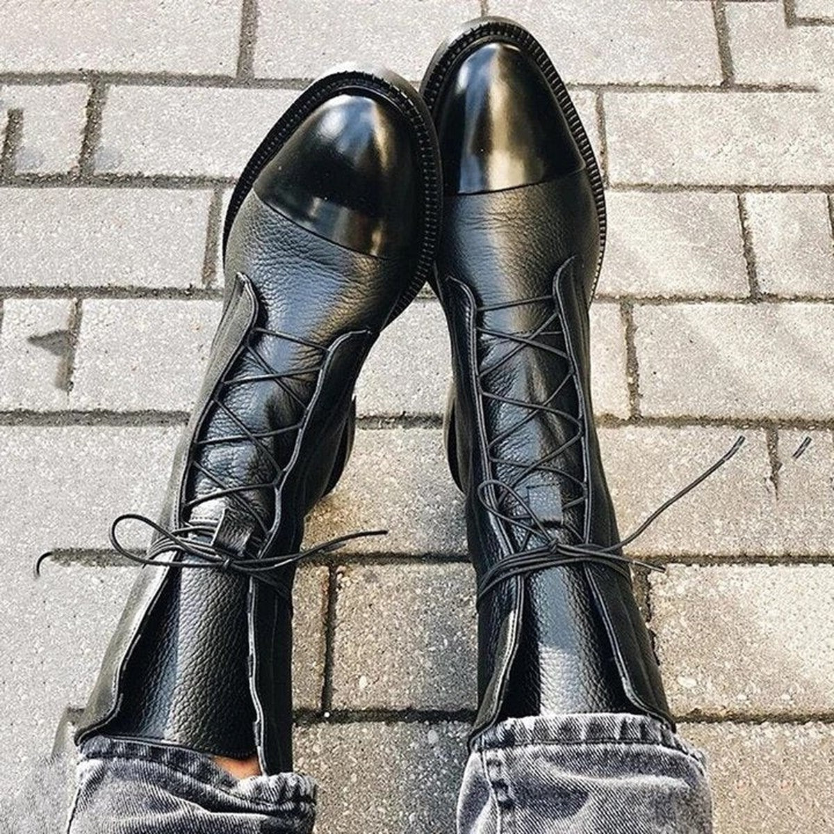 Chunky Block Heel Ankle Booties with Side Zipper and Non Slip Lug Sole