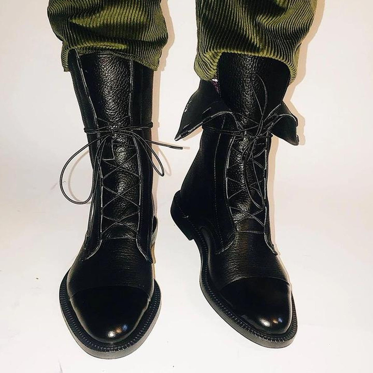 Chunky Block Heel Ankle Booties with Side Zipper and Non Slip Lug Sole