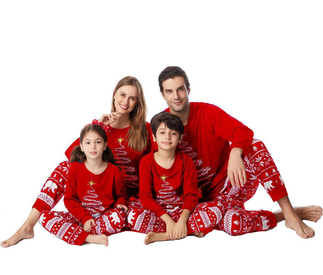 Matching Family Christmas Sleepwear Set with Reindeer and Snowflake Pattern
