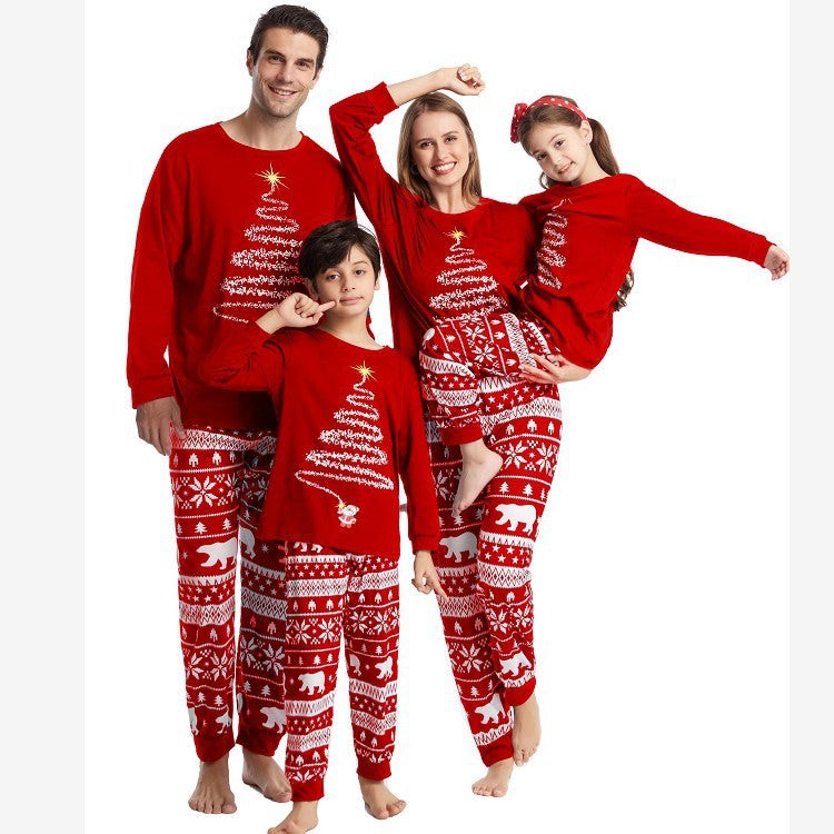 Matching Family Christmas Sleepwear Set with Reindeer and Snowflake Pattern