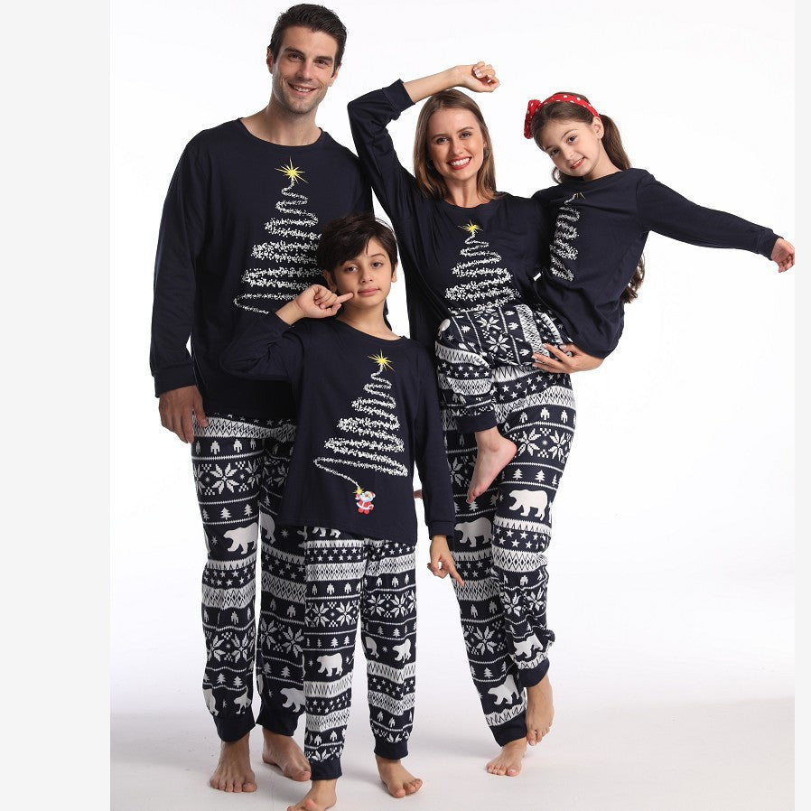 Matching Family Christmas Sleepwear Set with Reindeer and Snowflake Pattern