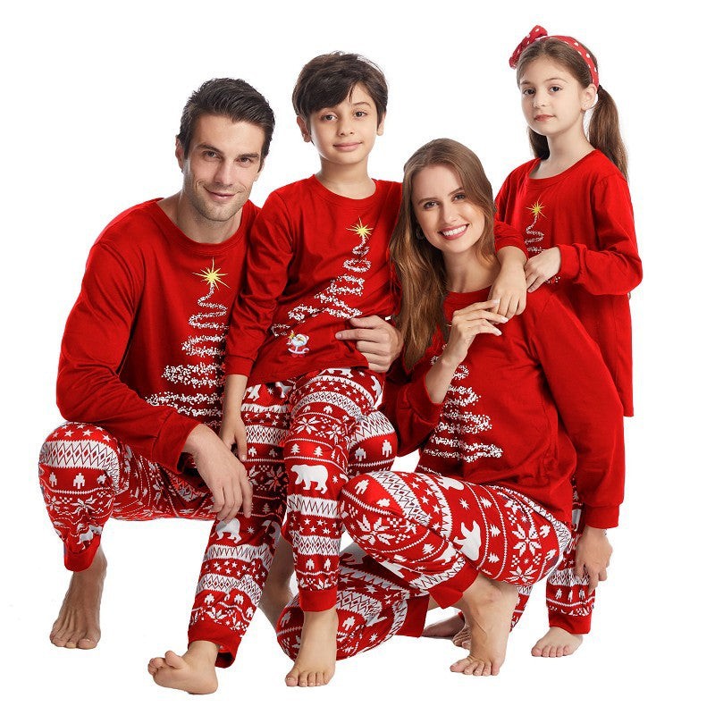 Matching Family Christmas Sleepwear Set with Reindeer and Snowflake Pattern