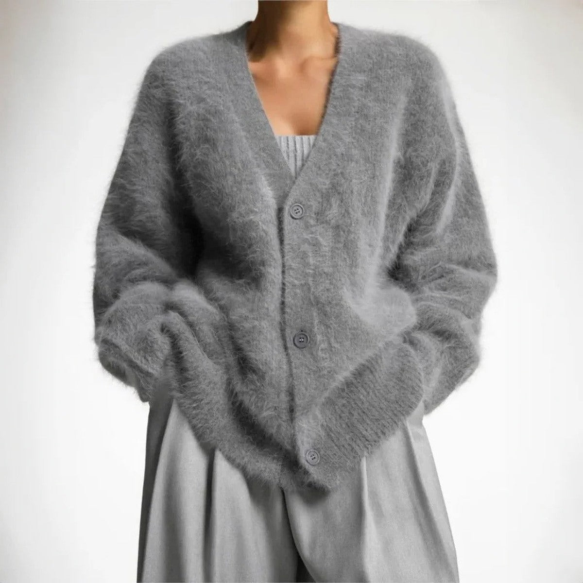 Long Sleeve Turtleneck Cashmere Knit Pullover Sweater with Ribbed Hem