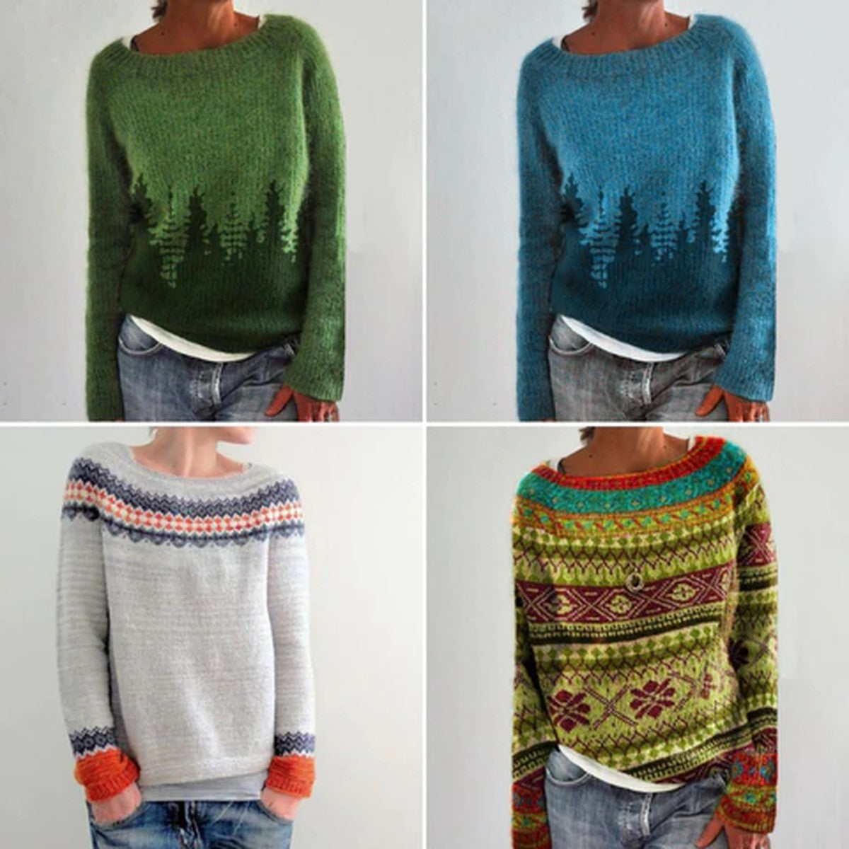 Womens Vintage Knit Cardigan Sweater with Front Pockets and Button Closure