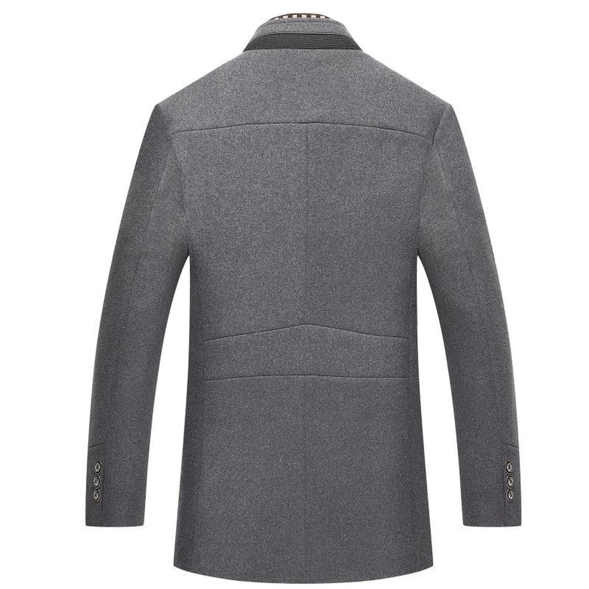 Classic Wool Trench Overcoat for Men with Notched Lapel Collar