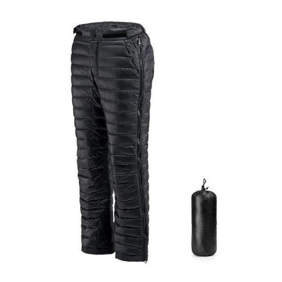 Thermal Goose Down Winter Trousers with Full Side Zippers for Cold Weather