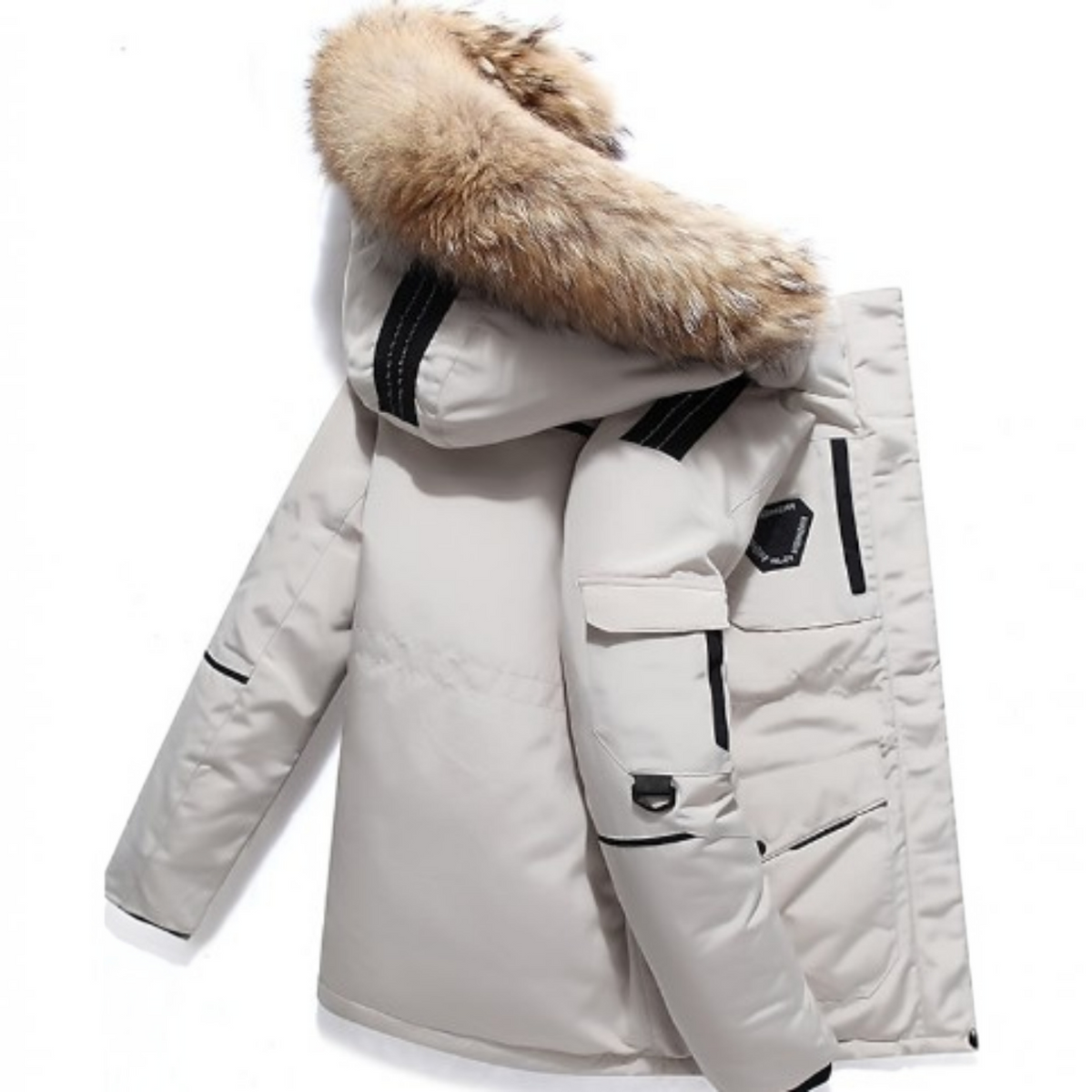 Hooded Winter Parka Jacket for Men with Storm Flap and Insulated Lining