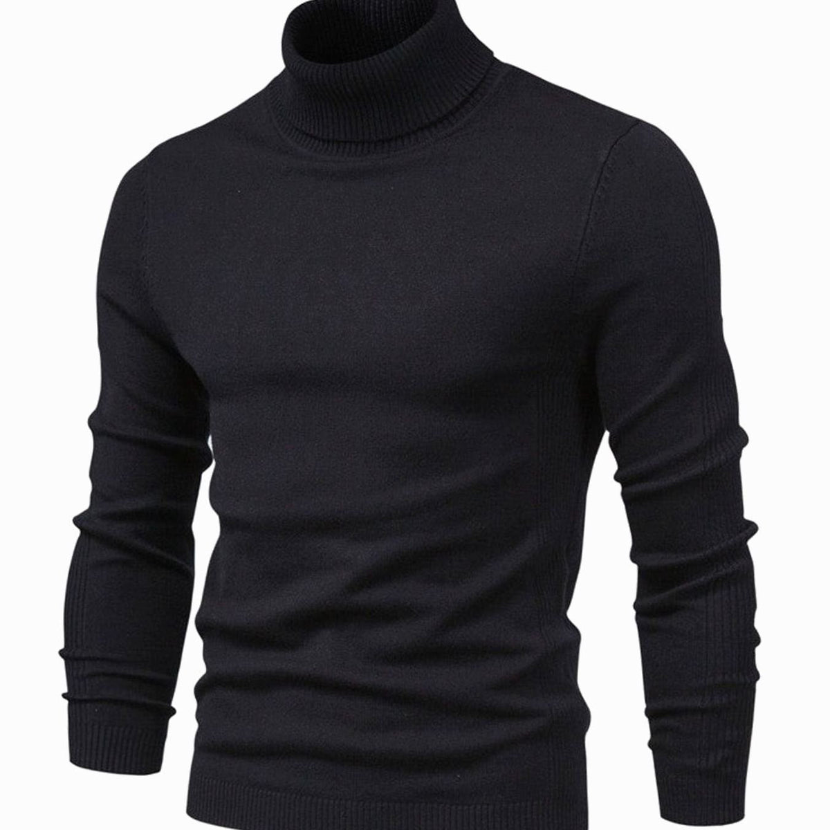 Men's Slim-Fit Turtleneck Knit Sweater - Black