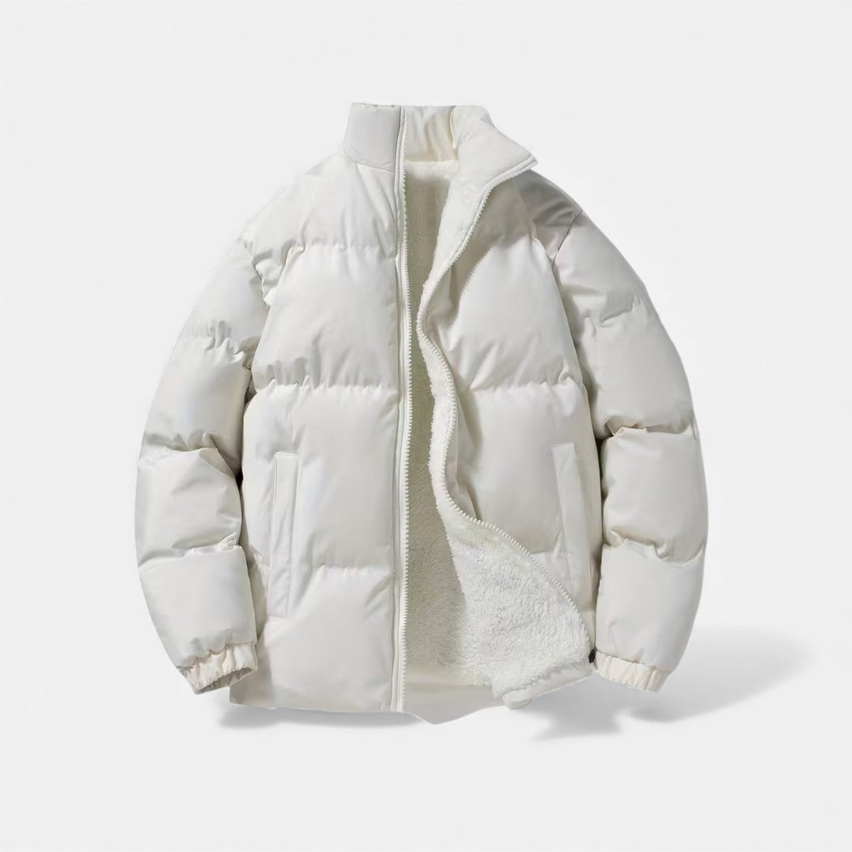 Insulated Puffer Jacket with Funnel Neck and Front Zip, Quilted Design